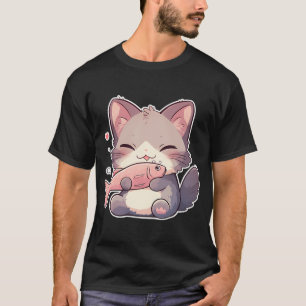 T-shirt Chat mignon avec poisson