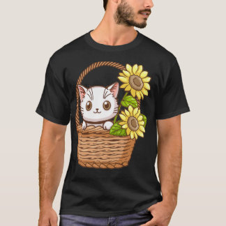 T-shirt chat mignon avec tournesol 5