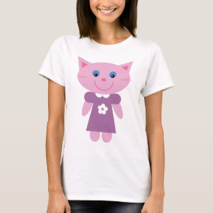 T-shirt Chat mignon dans une robe pourpre