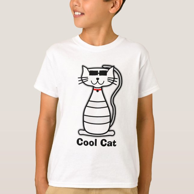 T-shirt Chat mignon de bande dessinée de chat frais avec (Devant)
