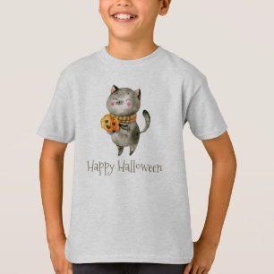 T-shirt Chat mignon de Halloween avec la chemise de