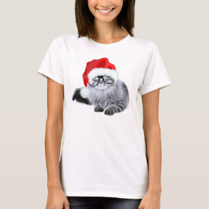 T-shirt Chat mignon drôle de Père Noël dans Noël en verre