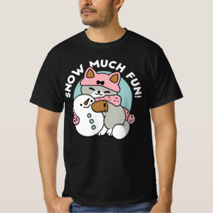 T-shirt Chat mignon en Engin à neige avec Art Snowman
