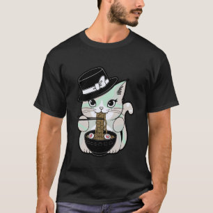 T-shirt Chat mignon goth pastel mangeant des nouilles sous