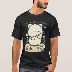 T-shirt Chat Mignon Jouant de la Flûte  Chat Drôle