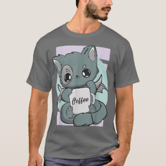 T-shirt Chat Mignon Kawaii Avec Tasse À Café Moka Barista