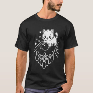 T-shirt Chat Mignon Kawaii Bowling Manches Longues