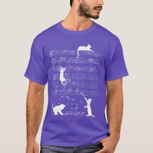 T-shirt Chat Mignon Kitty Jouant Clé De Musique Piano Musi