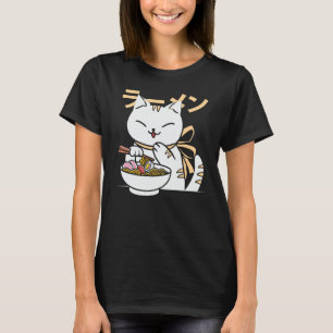 T-shirt Chat Mignon Mangeant des Ramen Cadeau pour les A