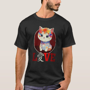 T-shirt Chat Mignon Média Pastel Amour Caractère Chinois