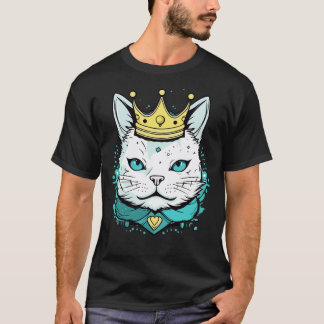 T-shirt Chat mignon portant un vecteur de couronne style 2