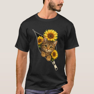 T-shirt Chat Mignon Qui Regarde à Travers la Fermeture Écl