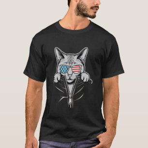T-shirt Chat Mignon Qui Se Montre Fermeture Éclair Lunette