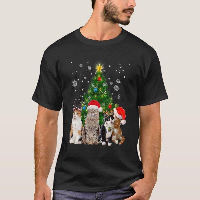 T-shirt Chat mignonne Arbre de Noël Chat Noël Chat Noël Ch (Devant)