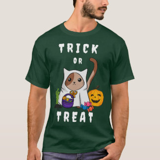 T-shirt Chat mignonne en costume d'Halloween sur un noir