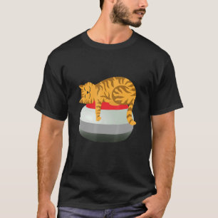 T-shirt Chat Mignonne Qui Dort Assis Sur Un Sport En Pierr