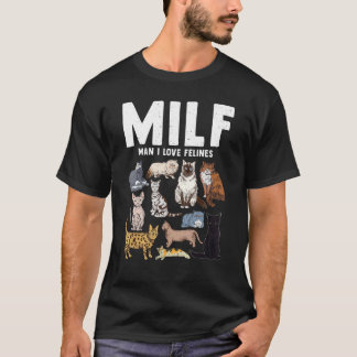 T-shirt Chat Milf Homme J'aime les félins