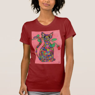 T-shirt Chat Millefiori avec Rose Rouge