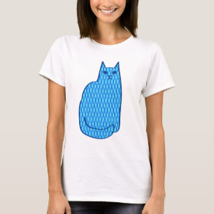 T-shirt Chat moderne du milieu du siècle, Cobalt et Bleu c