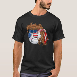 T-shirt Chat Mulle du 4 juillet Patriote américain Maman c