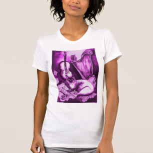 T-shirt CHAT MUSICAL, Violet violet et blanc