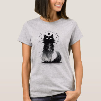 T-shirt Chat mystique : Art noir et blanc