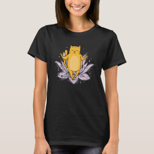 T-shirt Chat Namaste en méditation
