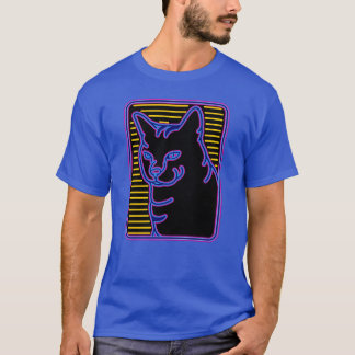 T-shirt Chat Néon Rétro Vaporwave Félin garçon