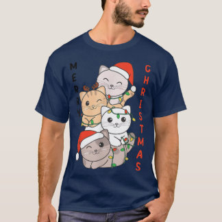T-shirt Chat Noël Arbre de Noël Animaux Chat mignonne