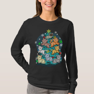 T-shirt Chat Noël Arbre Secourt Kitty Chat Vacances Vétéri
