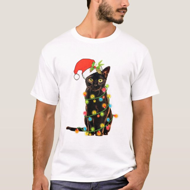 T-shirt Chat Noël drôle Meowny Noël Arbre de Noël Chat (Devant)