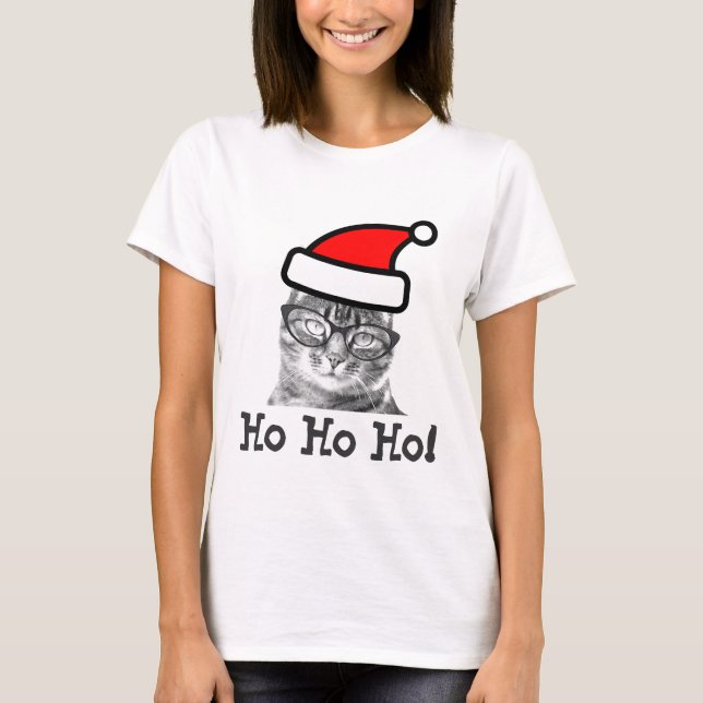 T-shirt chat Noël | Ho Ho Ho ! (Devant)
