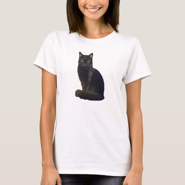 T-shirt Chat noir à forte étoile | Je vous regarde (Devant)