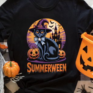 T-shirt Chat Noir Art Mignon Épouvantable Summerween