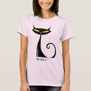 T-shirt Chat noir atomique moderne du milieu du siècle