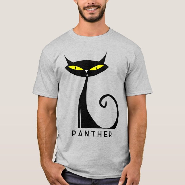 T-shirt Chat noir atomique moderne du milieu du XXe siècle (Devant)