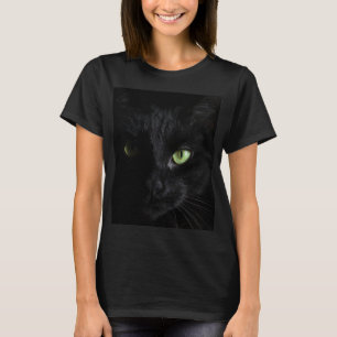 T-shirt Chat Noir aux Yeux Verts