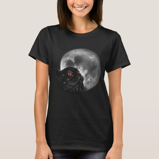 T-shirt Chat noir avec cadeau de lune pour chat Papa Chat  (Devant)