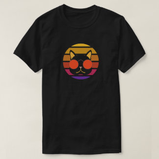 T-shirt Chat noir avec lunettes Coucher de soleil de Pékin