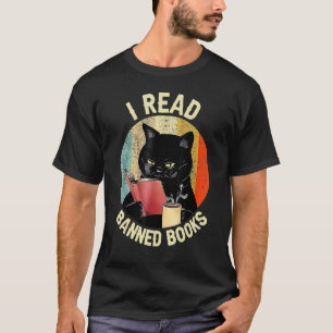T-shirt Chat Noir Boit Café Je Lis Livres Interdits Biblio