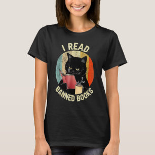 T-shirt Chat Noir Boit Café Je Lis Livres Interdits Biblio
