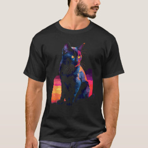 T-shirt Chat noir chat chat polygone chats