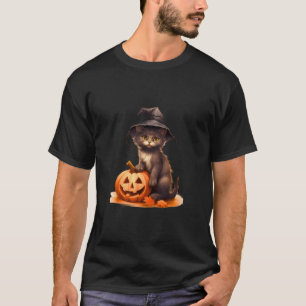 T-shirt Chat noir & Citrouille Halloween Tee - Éffrayant c