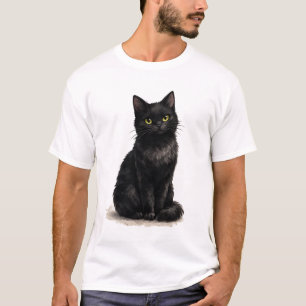 T-shirt Chat noir cliparts aquarelle