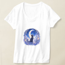 T-Shirt Chat Noir Croissant de Lune