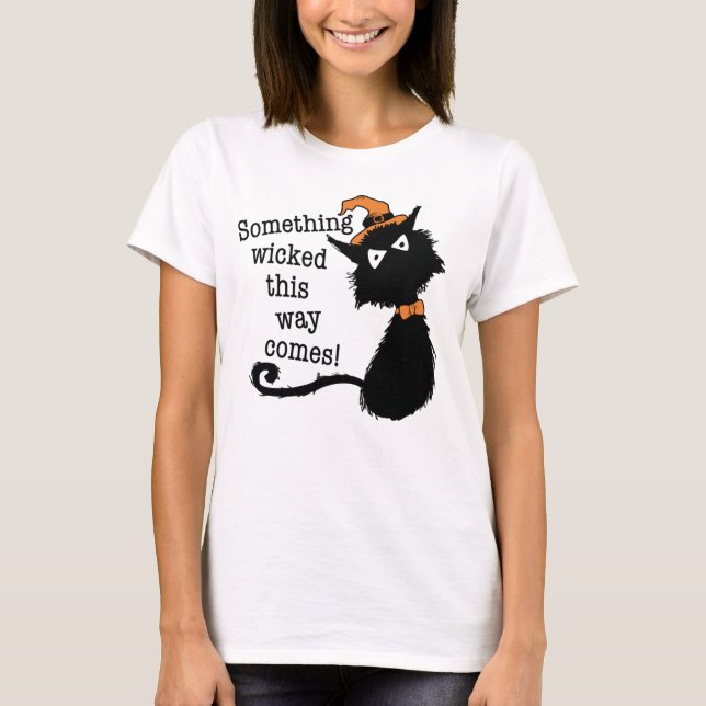 T-shirt Chat noir d'Halloween - Shakespeare Citation T-shi (Devant)