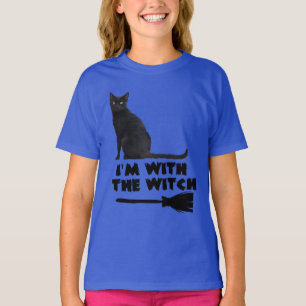 T-shirt Chat Noir Drôle Avec Sorcière Halloween