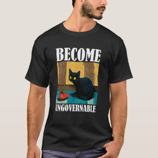 T-shirt Chat noir drôle mordant la main Mème drôle, Deveni