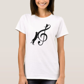 T-shirt Chat Noir Drôle Note Musique