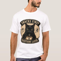 T-shirt Chat Noir Drôle Questions Ensuite Snacks D